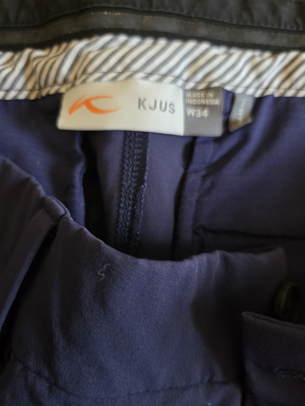 KJUS Navy Golf Shorts with Orange Logo, 34